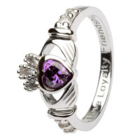 February - Silver Claddagh Birthstone Ring - Image 4