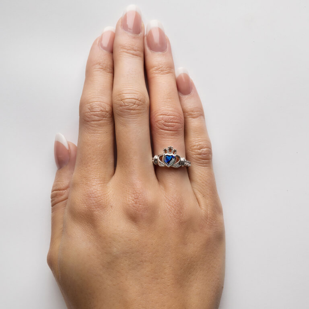 Amazon.com: Lzz Women's Fashion Jewelry 925 Sterling Silver Analog Sapphire  Heart Shape Ireland Claddagh Wedding Ring Set Cubic Zirconia Gemstone Ring  Size 5-10 (US code 6) : Arts, Crafts & Sewing