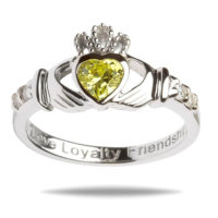August - Silver Claddagh Birthstone Ring