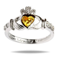 November – Silver Claddagh Birthstone Ring